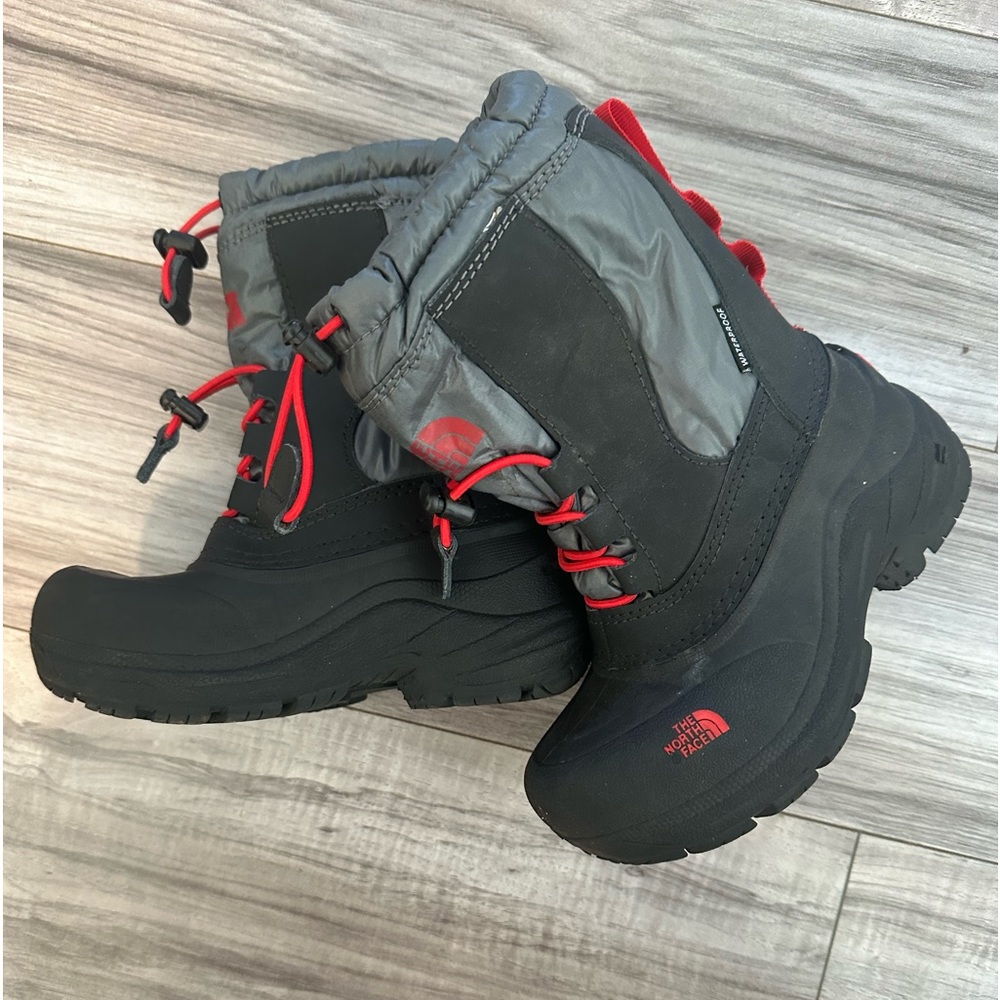 The North Face Kids Black & Gray Snow Boots with Red Accents